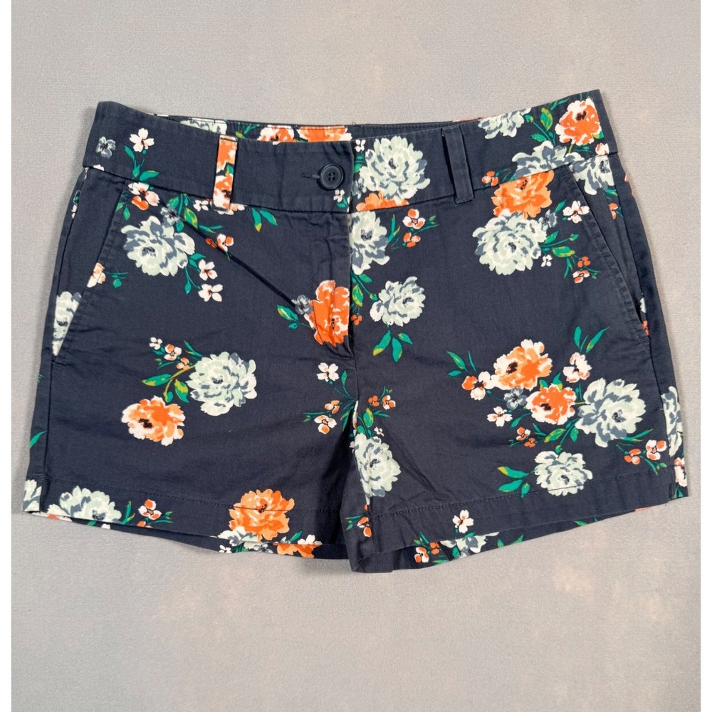 Loft Outlet Womens Navy Blue Floral Print 4 Inch Chino Shorts Size 4 Cotton